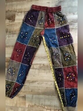 Patchwork Embroidered Jogger Pants - Multicolor
